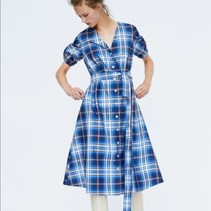 Zara Woman Check Taffeta Dress